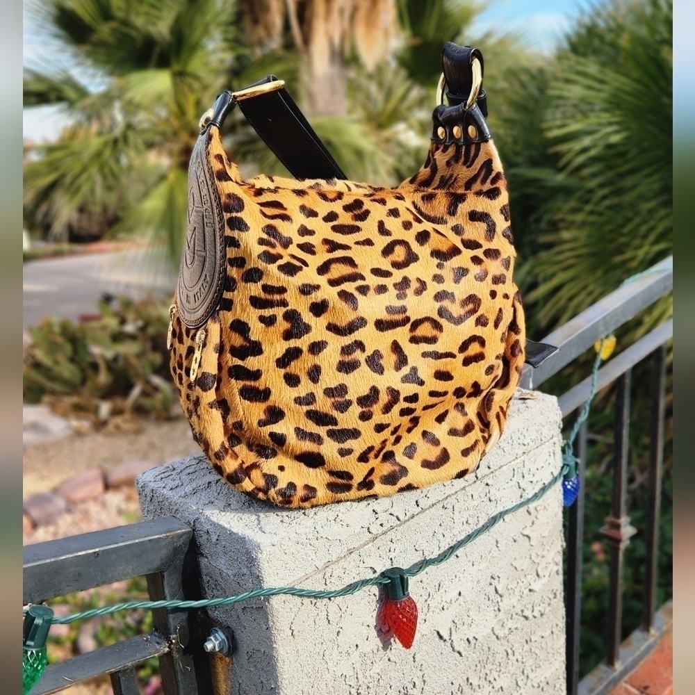 Vintage Marino Orlandi Italian Designer Cheetah‎ Haircalf  Crossbody Bag Purse - Picture 14 of 16